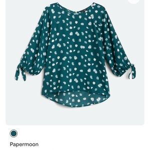 NWT- Larie Tie Sleeve Blouse in Teal